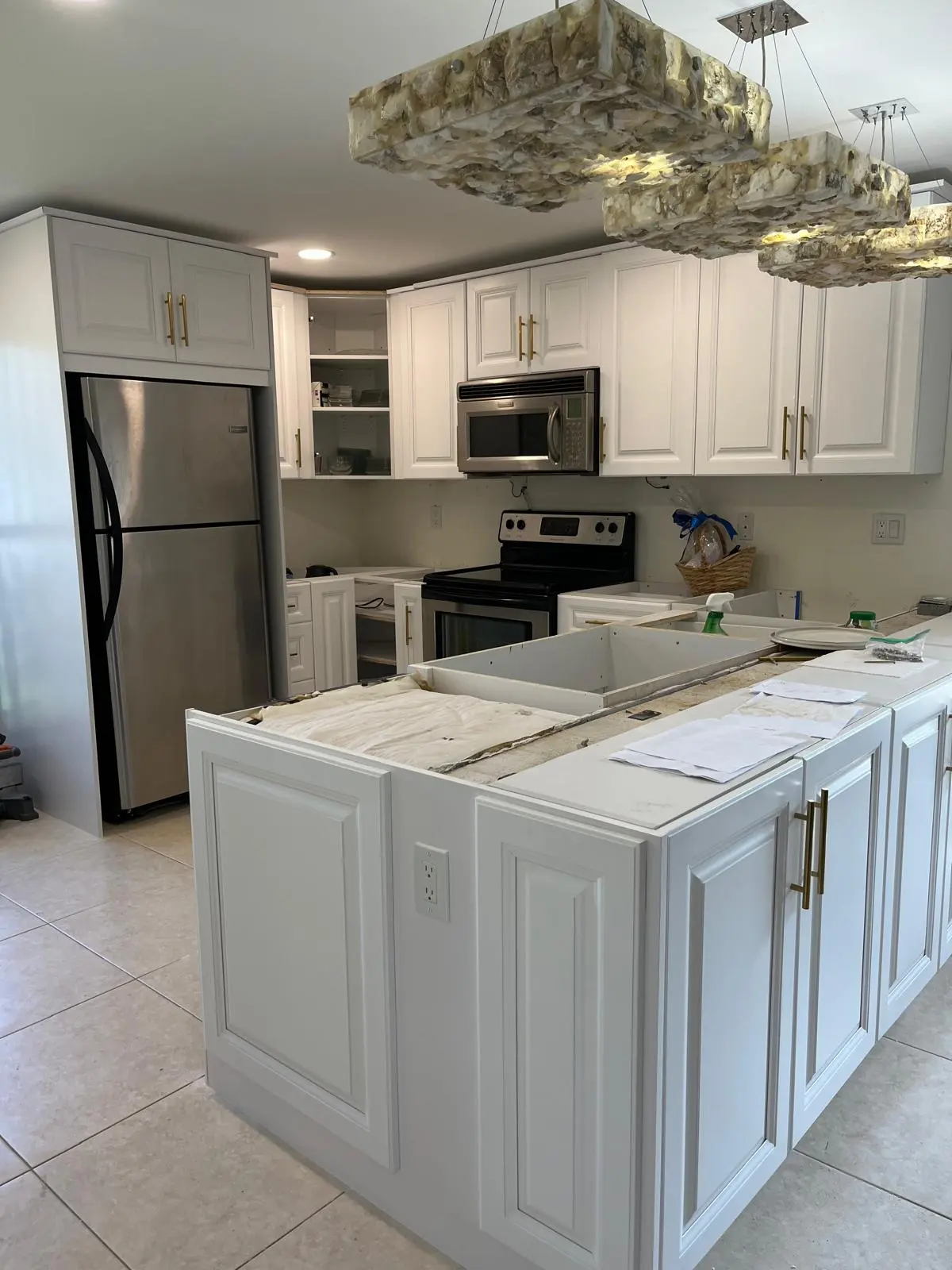 White kitchen repair and fit-out in progress